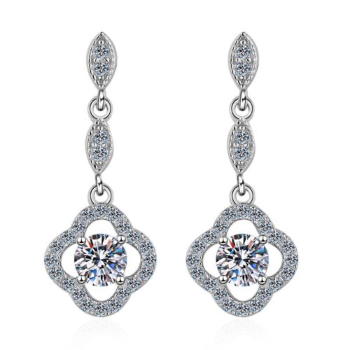 AZ095-E S925 Sterling Silver 0.6ct D Moissanite Diamond Pendant Earrings Women's Anniversary Jewelry