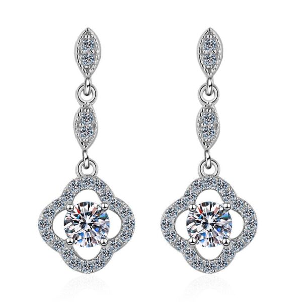 AZ095-E S925 Sterling Silver 0.6ct D Moissanite Diamond Pendant Earrings Women's Anniversary Jewelry