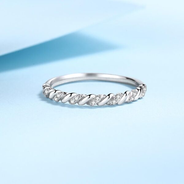 AZ458-J Moissanite S925 Silver Ring for Women Plated Pt950 Princess Diamond Cut Wedding Band Valentine's Day Gift Wholesale