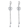 AZ121-E 925 Sterling Silver Heart Tassel Earrings 1 Carat Round Cut Moissanite Lab Diamond Drop Earrings Wedding Engagement Jewelry