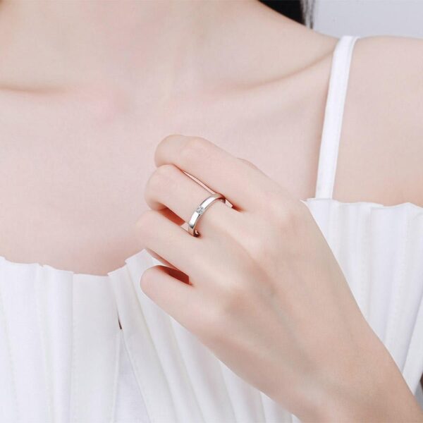 AZ531-J S925 Sterling Silver 0.3Ct Princess Cut Moissanite Ring Women's Stackable Wedding Band Bridal Jewelry 2025