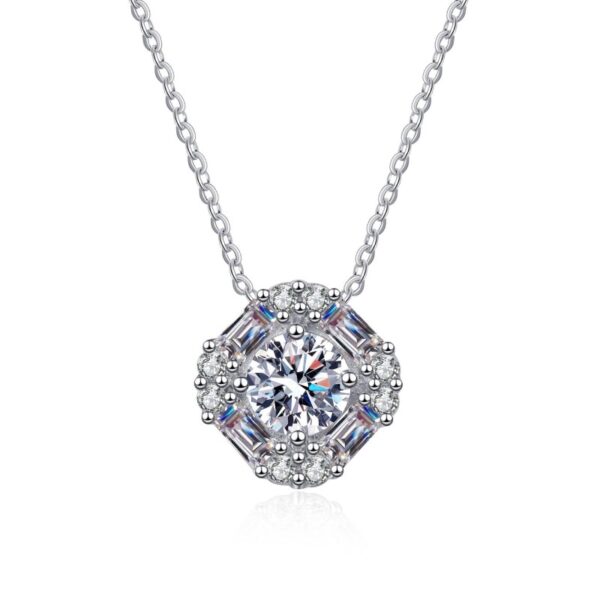 AZ748-X Luxury Square 1.62CT Moissanite Diamond Pendant Collarbone Chain Platinum Pt950 Necklace for Women Fine Jewelry Birthday Gift