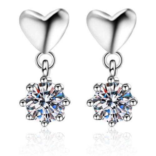 AZ137-E Silver 925 D Color Moissanite Jewel Earrings Female Heart Shaped Earrings As A Gift For Girlfriend And Wife