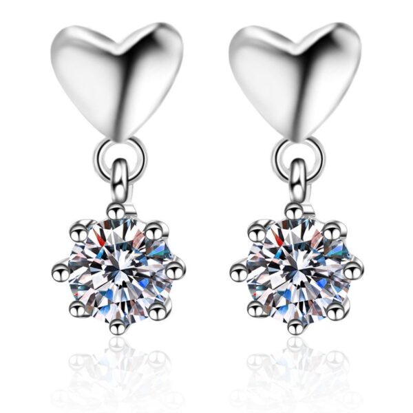 AZ137-E Silver 925 D Color Moissanite Jewel Earrings Female Heart Shaped Earrings As A Gift For Girlfriend And Wife