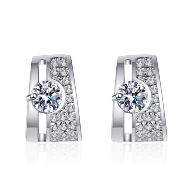 AZ462-E PT950 platinum rectangular earrings set with Moisson studs simple source direct supply