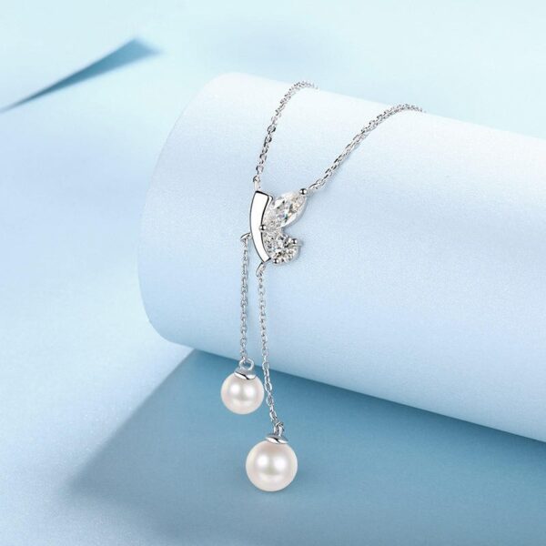 AZ791-X Lefei Fashion Luxury Classic Moissanite Diamond-set Pearl Tassel Butterfly Necklaces Women 925 Silver Party Jewelry Gift