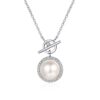 AZ474-X S925 Pure Silver Pearl Necklace Pendant Collarbone Chain Accessory