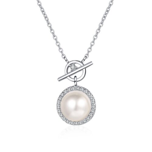 AZ474-X S925 Pure Silver Pearl Necklace Pendant Collarbone Chain Accessory