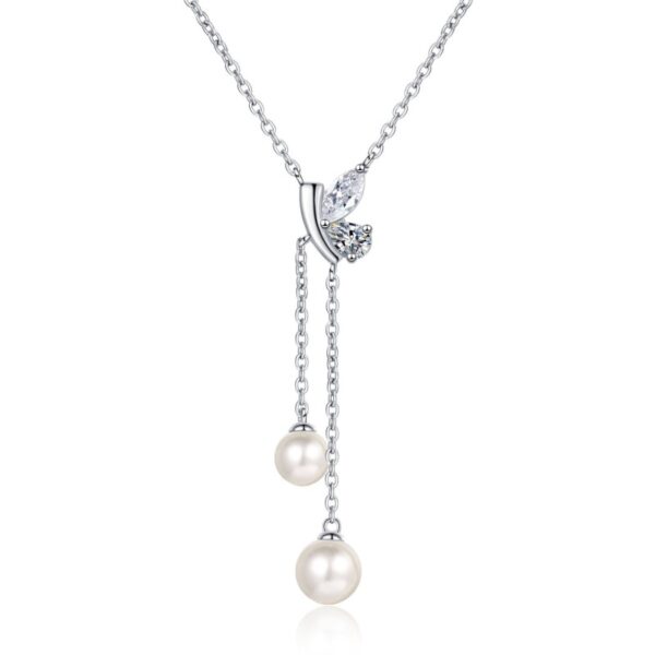 AZ791-X Lefei Fashion Luxury Classic Moissanite Diamond-set Pearl Tassel Butterfly Necklaces Women 925 Silver Party Jewelry Gift