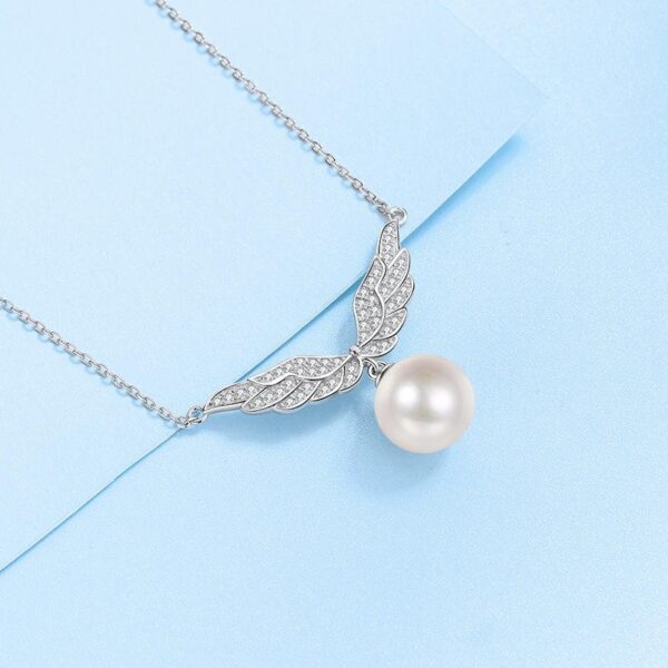 AZ509-X Classic White Gold 18K Luxury 0.5 Carat Real Moissanite Diamond Necklace for Women Wedding 8mm Pearl Pendant Natural Freshwater