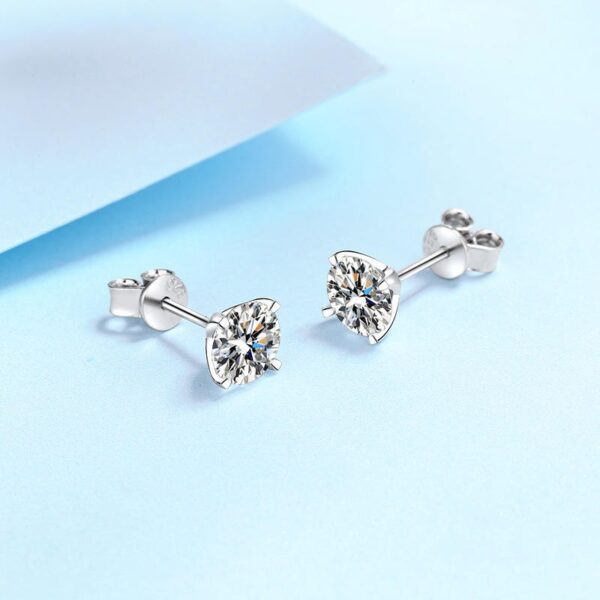 AZ467-E Moissanite Stud Earrings 0.4-4 CT White Gold Plated Sterling Silver D VVS1 Lab Diamond Round Ear Studs For Women