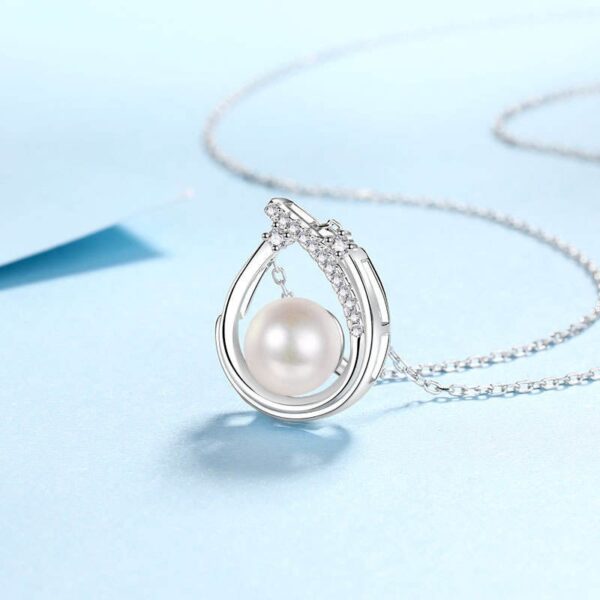 AZ846-X S925 Sterling Silver Moissanite 9mm Pearl Necklace Fashion Commuter Collar Chain Fo Women