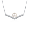 AZ495-X 18K White Gold Platinum Pt950 Necklace for Women Moissanite Premium Freshwater Pearls Collarbone Chain Wedding Fine Jewelry