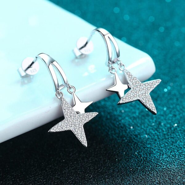 AZ426-E PT950 Platinum Drop Earrings Fine Jewelry Stars Style for Girl Total 0.44ct Moissanite Diamond GRA Certified for Women Ins