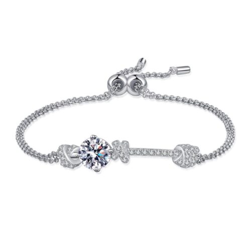 AZ670-S D Color Moissanite Tennis Bracelet 925 Sterling Silver with White Gold Plated Shiny Bracelets Chian for Women with GRA