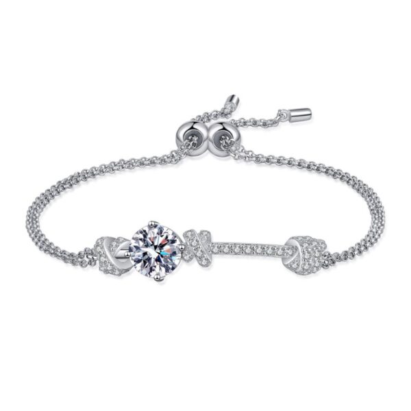 AZ670-S D Color Moissanite Tennis Bracelet 925 Sterling Silver with White Gold Plated Shiny Bracelets Chian for Women with GRA