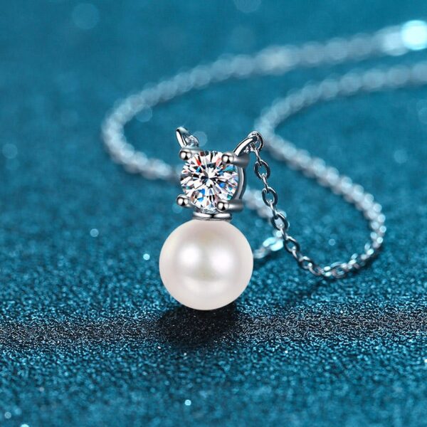 AZ502-X S925 Sterling Silver Chain 9mm Flawless Pearl Moissanite Necklace for Women