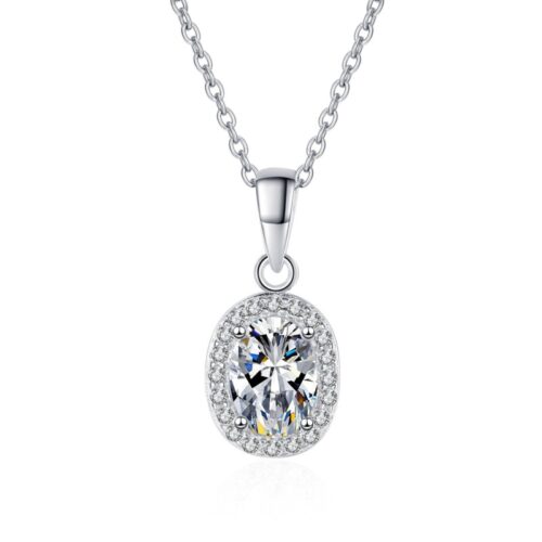 AZ649-X 18K White Gold Platinum PT950 1ct Moissanite Pendant for Women Necklace Semi-Customizable Design Jewelry