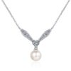AZ794-X Fashion Luxury Classic Moissanite Diamond-set Pearl Letter V Windmill Necklace Women 925 Silver Party Jewelry Gift