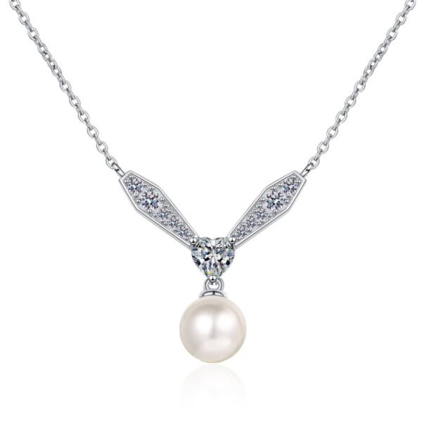 AZ794-X Fashion Luxury Classic Moissanite Diamond-set Pearl Letter V Windmill Necklace Women 925 Silver Party Jewelry Gift