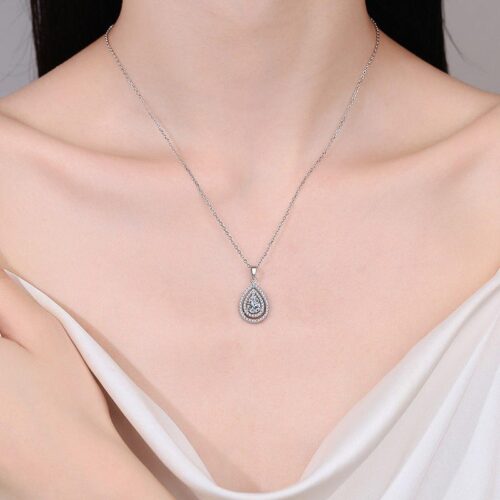 1ct Moissanite Waterdrop Necklace in Sterling Silver