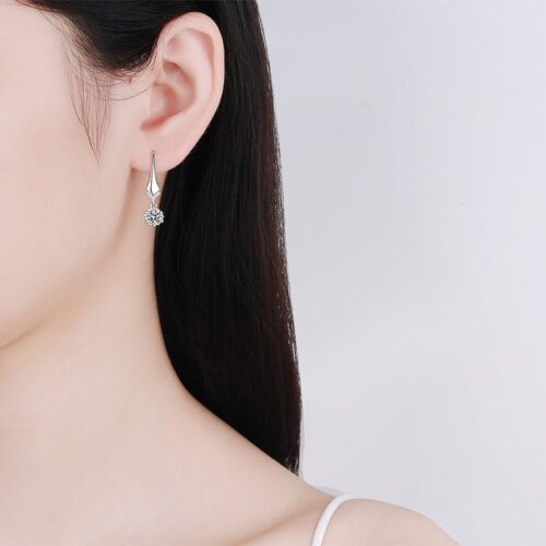 Moissanite Flower Earrings in Sterling Silver