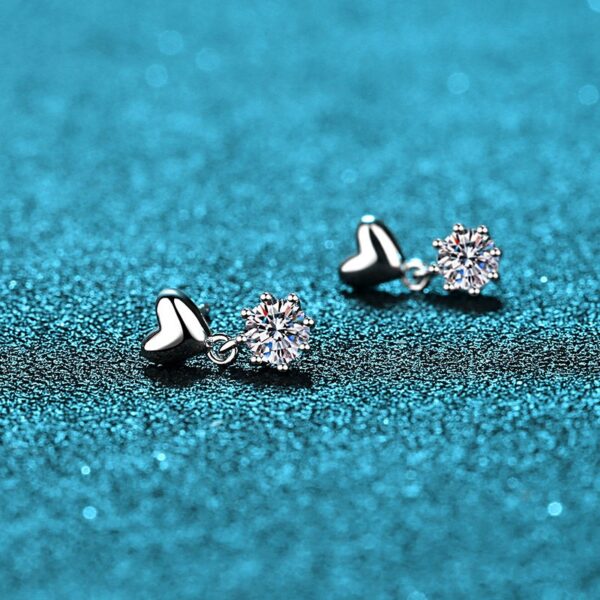 AZ137-E Silver 925 D Color Moissanite Jewel Earrings Female Heart Shaped Earrings As A Gift For Girlfriend And Wife