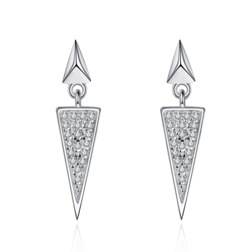 AZ429-E 0.19 ct Moissanite S925 Silver Stud Earrings for Women Plated Pt950 Triangular Full Inlay Lover Gift Ear Studs Jewelry Wholesale