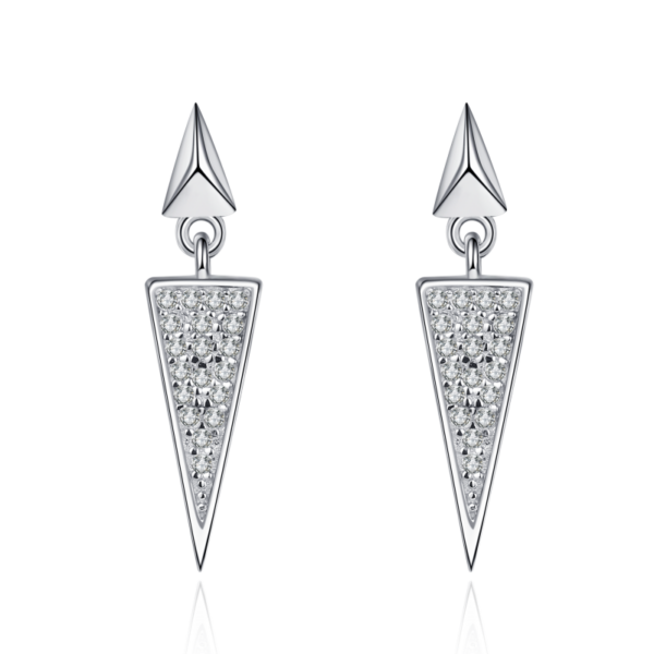 AZ429-E 0.19 ct Moissanite S925 Silver Stud Earrings for Women Plated Pt950 Triangular Full Inlay Lover Gift Ear Studs Jewelry Wholesale