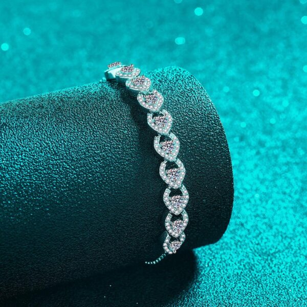 AZ802-S 2Ct Moissanite Dual Chain Toggle Design Bracelet S925 Pure Silver for Women Free Gift Box Exquisite Outfit Shines Brightly