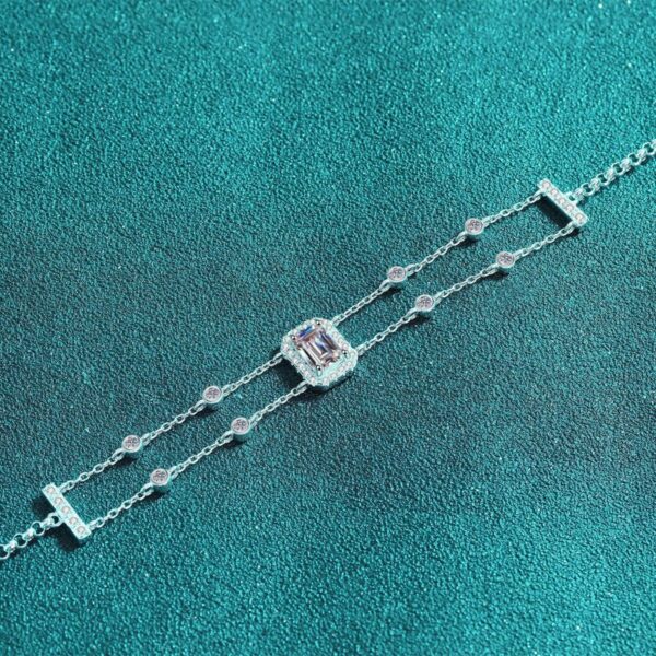 AZ920-S Luxury 1ct Moissanite Bracelet 18k White Gold & Platinum PT950 Shimmering Stylish Women's Wedding Fine Jewelry Sparkling Gift