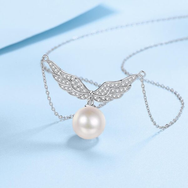 AZ509-X Classic White Gold 18K Luxury 0.5 Carat Real Moissanite Diamond Necklace for Women Wedding 8mm Pearl Pendant Natural Freshwater