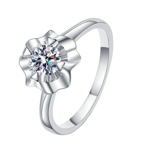 AZ394-J Designer Jewelry 18K White Gold Circular Bead Women Style VVS1 D Color 0.5Carat Round Moissanite Diamond Wedding Rings for Fiancee