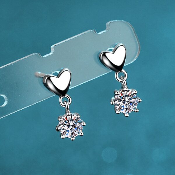 AZ137-E Silver 925 D Color Moissanite Jewel Earrings Female Heart Shaped Earrings As A Gift For Girlfriend And Wife
