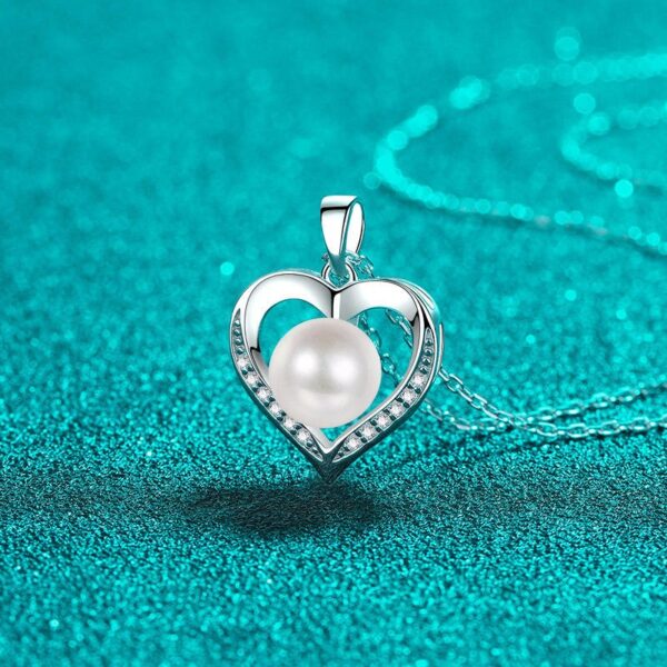 AZ767-X S925 Sterling Silver Natural 9mm Pearl Necklace Set with Moissanite Collar Chain Women