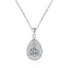 AZ869-X 1ct Pear Cut Moissanite Pendant Necklaces for Women Sterling Silver 925 with White Gold Plated Water Drop Necklace GRA