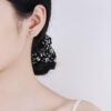 Moissanite Square Halo Earrings in PT950 Platinum