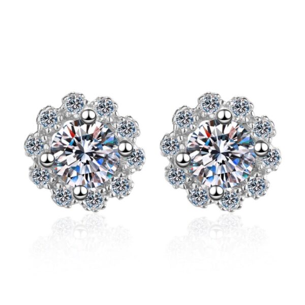 AZ053-E Fine Jewelry Girl 18K White Gold Earplug Stud Earrings for Women Wedding Moissanite Diamond 1ct D Color Daughter Birthday Gift