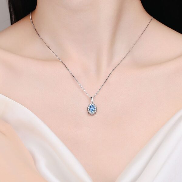 AZ818-X 18K White Gold Platinum PT950 1ct Blue Moissanite Pendant Necklace for Women Statement Drop Design Jewelry
