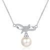 AZ890-X 18K Gold Moissanite Pearl Necklace Bow Sweet Pendant Cute Female Clavicle Chain Plated PT950 Platinum