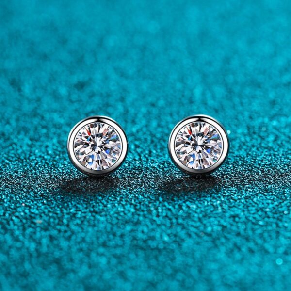 AZ160-E 0.3-1ct 100% Real Moissanite Stud Earrings for Women Bubble Round Sparkling 925 Sterling Silver Earring White Gold Color