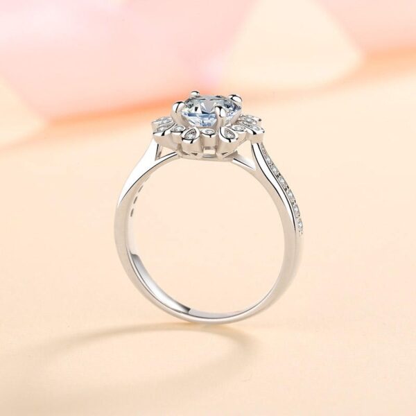 AZ349-J 1ct Real Moissanite Solitaire Ring for Women Cross Hollow Marriage Proposal Ring S925 Silver Jewelry Created Diamond Band