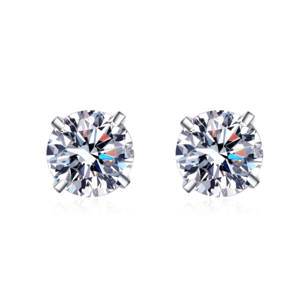 AZ467-E Moissanite Stud Earrings 0.4-4 CT White Gold Plated Sterling Silver D VVS1 Lab Diamond Round Ear Studs For Women