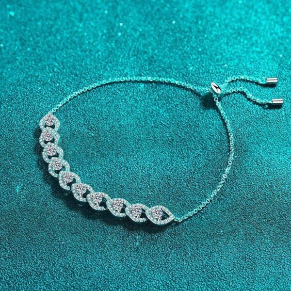 AZ802-S 2Ct Moissanite Dual Chain Toggle Design Bracelet S925 Pure Silver for Women Free Gift Box Exquisite Outfit Shines Brightly