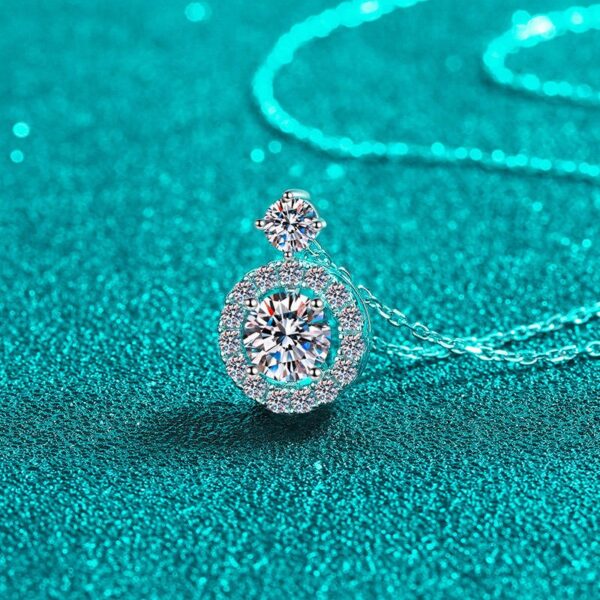 AZ870-X .5CT Moissanite Round Bun Pendant Necklace S925 Sterling Silver Office Chic Minimalist Daily Wear GBA Certified Free Gift Box