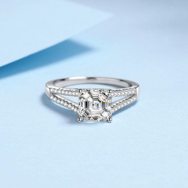 AZ550-J 18k White Gold Double Halo Platinum Pt950 Rings for Women with 2ct Moissanite Sparkle Fine Jewelry Gift