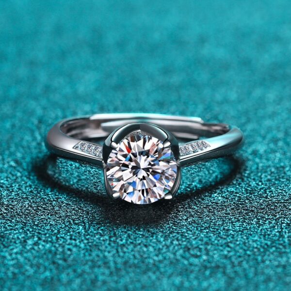 AZ156-J Fine Jewelry PT950 Platinum Rings for Women Engagement Moissanite Diamond 0.5/1/2Carat Girlfriend Birthday Gift Wedding Band