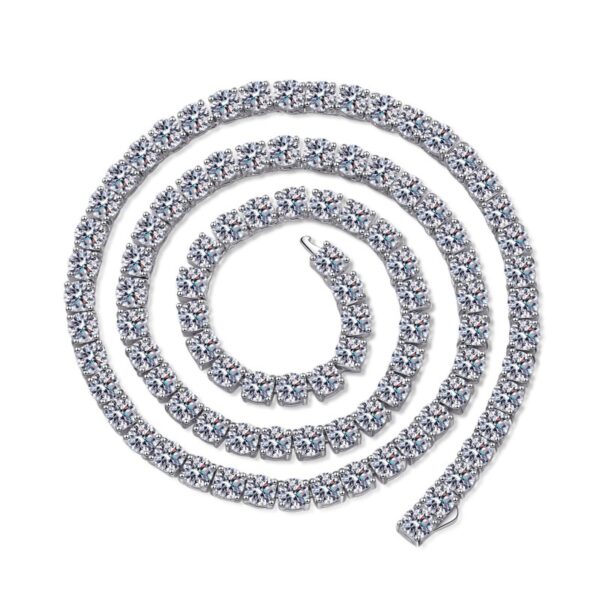 AZ755-X Rhodium Plated 4/3mm All Moissanite Tennis Necklace for Women Simulated Diamond Party Jewelry 925 Sterling Silver Pendant