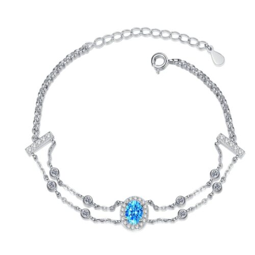 AZ729-S 3.9ct GBA Certified S925 Pure Silver Plated PT950 Gold Moissanite Bracelet Tassel Four Claw Minimalist Luxury Elegant Jewelry