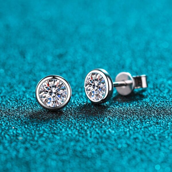 AZ160-E 0.3-1ct 100% Real Moissanite Stud Earrings for Women Bubble Round Sparkling 925 Sterling Silver Earring White Gold Color